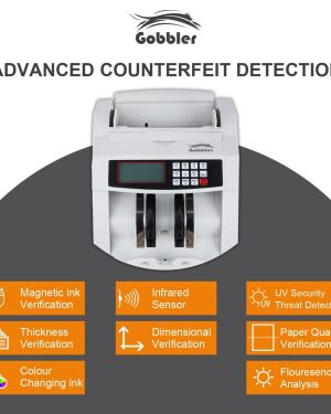 GOBBLER Business-Grade Note Counting Machine with Fake Note Detection & Large LCD Display, Counts All Old & New Notes, Heavy Duty Counter Specially Designed for Indian Currency (Grey – GB-5388-MG)