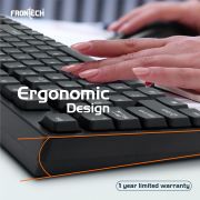 FRONTECH Wired Keyboard | 104 Keys with Super Slim Design| USB Plug & Play | Comfortable Design (KB-0046, Black)