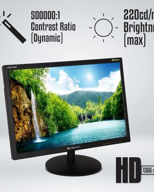 ZEBRONICS Zeb-V19Hd 18.5 Inch (46.99 Cm) Led Monitor with Supporting Hdmi, Vga Input, Hd 1366 X 768 Pixels, 16.7M Colors, Glossy Panel, Slim Design & Wall Mountable, Black