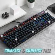 RAPOO V500 PRO Full Size RGB Mechanical USB-A Gaming Keyboard -Spill Resistant, Anti-Ghosting, Conflict Free Design, Compatible with Windows, macOS – Black