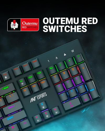 Ant Esports MK3200 V2 Wired Mechanical RGB Backlit Gaming Keyboard with 104 Anti ghosting Keys & Outemu Red Switches-Black