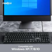 FRONTECH Wired Keyboard | 104 Keys with Super Slim Design| USB Plug & Play | Comfortable Design (KB-0046, Black)