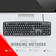 Intex Classy Wired Keyboard with 8 Million Clicks| Anti-Slip | Durable and Strong ABS Material | Retractable Stand | UV Coated Keys | 1.2m Cable (Black)