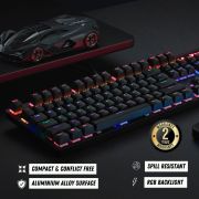 RAPOO V500 PRO Full Size RGB Mechanical USB-A Gaming Keyboard -Spill Resistant, Anti-Ghosting, Conflict Free Design, Compatible with Windows, macOS – Black