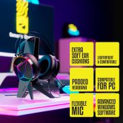 Zebronics Zeb-Blitz USB Gaming Headphone with Dolby Atmos, RGB LED, Windows Software, Simulated 7.1 Surround Sound, 2.4 Meter Braided Cable, Flexible mic, Padded Headband and Ear Cushions(Black)