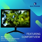 Blue Feather BT19HD 19″ inch HD LED Monitor (1366×768) Auto-Resolution Pixels, with Built in Speaker, HDMI & VGA Ports, Wall Mountable Monitor (Black)