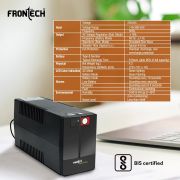 FRONTECH UPS Electra Plus 600VA/360W, Uninterrupted Power Supply System, Maintenance Free Battery, LED Indicator, Power Backup & Protection for Home/Office PC, Desktop and Other Electronics, (2564)