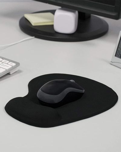 Sounce Mouse Pad, Ergonomic Mouse Pad with Comfortable Gel Wrist Rest Support and Lycra Cloth, Non-Slip PU Base for Easy Typing Pain Relief, Durable and Washable, Classic (Black)