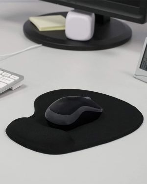 Sounce Mouse Pad, Ergonomic Mouse Pad with Comfortable Gel Wrist Rest Support and Lycra Cloth, Non-Slip PU Base for Easy Typing Pain Relief, Durable and Washable, Classic (Black)