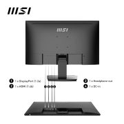 MSI PRO MP243 23.8 Inch Full HD Office Monitor – 1920 x 1080 IPS Panel, 75 Hz, Eye-Friendly Screen, Built-in Speakers, Accessory Slot, HDMI, DP