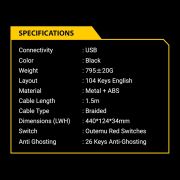 Ant Esports MK3200 V2 Wired Mechanical RGB Backlit Gaming Keyboard with 104 Anti ghosting Keys & Outemu Red Switches-Black
