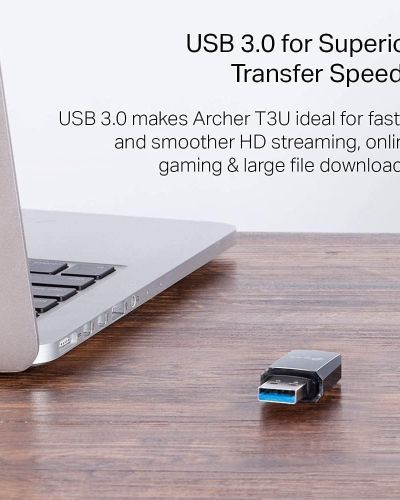 TP-Link Ac1300 USB WiFi Adapter(Archer T3U)-2.4G/5G Dual Band Mini Wireless Network Adapter for Pc Desktop,Mu-Mimo Wi-Fi Dongle,USB 3.0,Supports Windows 11,10,8.1,8,7,Xp/Mac Os 10.15&Earlier,Black