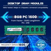 EVM 8GB DDR3 Desktop RAM 1600MHz Long-DIMM Memory – High-Speed Performance, Low Voltage Requirement – 10 Year Warranty (EVMT8G1600U86P)