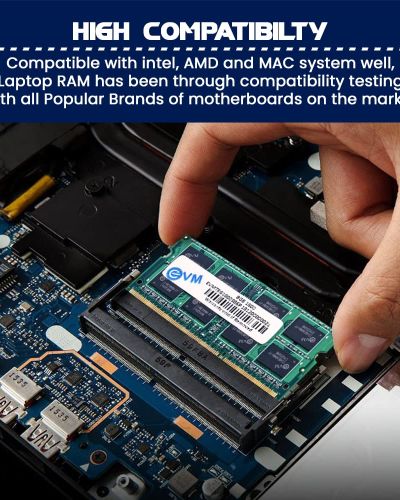 EVM 8GB DDR3 Laptop RAM 1600MHz So-DIMM Memory – High-Speed Performance, Low Voltage Requirement – 10 Year Warranty (EVMT8G1600S86P)