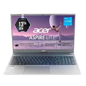 Acer Aspire Lite,13th Gen, Intel Core i3-1305U, 16GB RAM, 512GB SSD, Full HD, 15.639.62cm, Windows 11 Home, Steel Gray, 1.59KG, AL15-53, Metal Body, 36 WHR, Thin and Light Premium Laptop