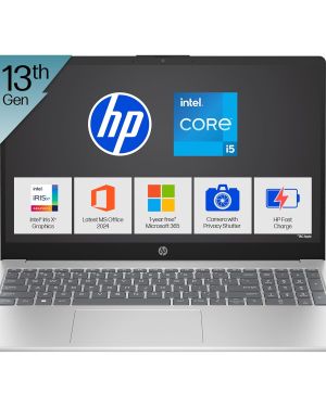 HP 15, 13th Gen Intel Core i5-1334U Laptop (12GB DDR4,512GB SSD) Anti-Glare,Micro-Edge,15.6”39.6cm, FHD, Win11,M365,Office24, Silver,1.59kg, Iris Xe Graphics, FHD Camera wPrivacy Shutter, fd0575TU