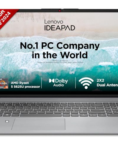Lenovo Ideapad 1 AMD Ryzen 5 5625U (16GB RAM 512 GB SSD Windows 11 Office Home 2024 15.6 Inch (39.6Cm) FHD IPS Display 3 Months Game Pass Grey 1.6 Kg)