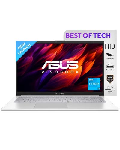 ASUS Vivobook Go 15 (2023), Intel Core i3-N305, 8 GB RAM, 512 GB SSD, FHD, 15.6 39.62 cm, Windows 11, MS Office 2021, Silver, 1.63 KG, E1504GA-NJ321WS, Integrated Graphics, Backlit KB, Thin & Light Laptop