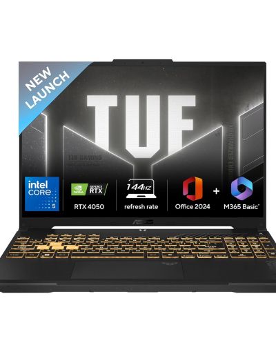 ASUS TUF Gaming F16 , Intel Core 5 Processor 210H, 14th Gen Gaming Laptop (RTX 4050-6GB 140 W TGP 16 GB 512 GB FHD+16 144Hz Windows 11 M365 Basic (1Year) Office 2024 Mecha Gray 2.20 Kg) FX677VU-RL055WS