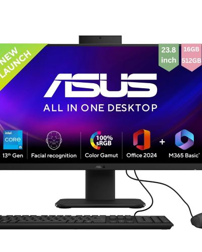 ASUS AiO V440, 13th Gen Intel Core i5-13420H, 23.8 FHD,100Hz, All-in-One PC(16 GB RAM 512 GB SSD Windows 11 Office 24 Retractable Camera with Wired Keyboard & Mouse M365 Basic (1Year)) V440VA-KBPC043WS