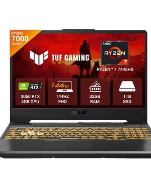 ASUS TUF A15, AMD Ryzen 7 7445HS, Gaming Laptop (RTX 3050-4GB75W TGP 32 GB RAM 1 TB SSD FHD 15.6 144Hz Backlit Keyboard 48Whrs Windows 11 Graphite Black 2.3 Kg) FA506NCG-HN250W