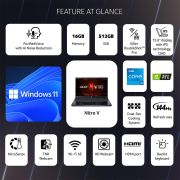 Acer Nitro V, Intel Core i5- 13th Gen 13420H processor, NVIDIA GeForce RTX 4050-6 GB GDDR6(16GB DDR5512GB)IPS FHD, 39.62cm(15.6), 165 Hz, Win 11 Home, Obsidian black, 2.113 kg, ANV15-51,Gaming Laptop