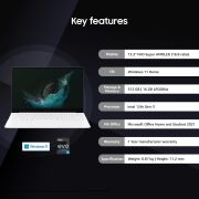 Samsung Galaxy Book2 Pro Intel 12th Gen i7 EvoTM 33.78cm (13.3) AMOLED Thin & Light Laptop (16 GB512 GB SSDWindows 11MS OfficeBacklit KBFingerprint SensorSilver0.87Kg), NP930XED-KB2IN
