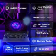 Lenovo Smartchoice LOQ, Intel Core i5-12450HX, 12th Gen, RTX 3050-6GB, 16GB RAM, 512GB SSD, FHD 144Hz 300Nits, 15.6″/39.6cm, Windows 11, MS Office 21, Grey, 2.4Kg, 83GS003UIN, Gaming Laptop