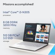 ASUS Vivobook Go 15 (2023), Intel Core i3-N305, 8 GB RAM, 512 GB SSD, FHD, 15.6 39.62 cm, Windows 11, MS Office 2021, Silver, 1.63 KG, E1504GA-NJ321WS, Integrated Graphics, Backlit KB, Thin & Light Laptop
