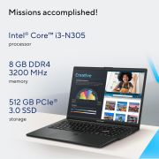 ASUS Vivobook Go 15, 15 FHD (1920 x 1080),Intel Core i3-N305 Processor,(8 GB RAM 512 GB SSD Intel UHD iGPU Windows 11 M365 Basic (1Year) Office Home 2024 Mixed Black 1.63 kg), E1504GA-NJ3322WS