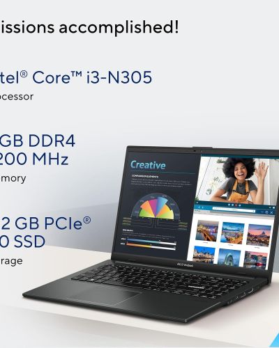 ASUS Vivobook Go 15, 15 FHD (1920 x 1080),Intel Core i3-N305 Processor,(8 GB RAM 512 GB SSD Intel UHD iGPU Windows 11 M365 Basic (1Year) Office Home 2024 Mixed Black 1.63 kg), E1504GA-NJ3322WS
