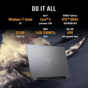 ASUS TUF Gaming F16, Intel Core 5 Processor 210H Gaming Laptop (NVIDIA RTX 3050A-4GB 65 W TGP 16GB 512 GB FHD+ 16″ 144Hz Windows 11 M365 Basic (1Year)* Office Home 2024 Mecha Gray 2.20 Kg) FX607VB-RL076WS