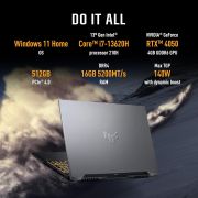 ASUS TUF Gaming F16 13th Gen, Intel Core i7-13620H Gaming Laptop (NVIDIA RTX 4050-6GB140W TGP 16 GB 512 GB FHD+16 144Hz Windows 11 M365 Basic (1Year) Office Home 2024 Mecha Gray 2.20 Kg) FX677VU-RL155WS