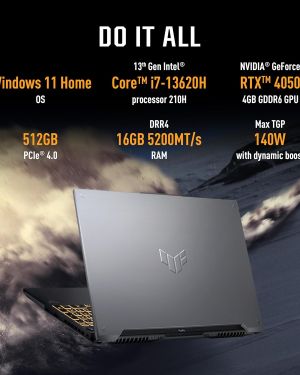 ASUS TUF Gaming F16 13th Gen, Intel Core i7-13620H Gaming Laptop (NVIDIA RTX 4050-6GB140W TGP 16 GB 512 GB FHD+16 144Hz Windows 11 M365 Basic (1Year) Office Home 2024 Mecha Gray 2.20 Kg) FX677VU-RL155WS