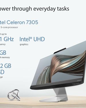 ASUS AIO A3202, 21.45 FHD, Intel Celeron 7305, All-in-One PC (8 GB 512GB Windows 11 MS Office 365 Basic (1Year) Office 2024 Black 4.84 Kg), with Wireless Keyboard & Wireless Mouse, A3202WBA-BPB006WS