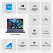 Acer ALG, Intel Core i5-12th Gen 12450H Processor, NVIDIA GeForce RTX 2050-4GB GDDR6(8GB512GB) FHD, 15.639.62cm, 60Hz, Win 11 Home, Steel Gray, 1.99kg, AL15G- 52, Metal Gaming Laptop