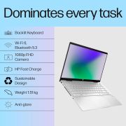 HP Pavilion x360, 13th Gen Intel Core i5-1335U (16GB DDR4, 512GB SSD) Touchscreen, 14″/35.6cm, FHD, Win 11, Office 21, Silver, 1.51kg, ek1074tu/1148tu, Iris Xe, FPR, 5MP Camera, Backlit KB Laptop