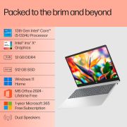 HP 15, 13th Gen Intel Core i5-1334U Laptop (12GB DDR4,512GB SSD) Anti-Glare,Micro-Edge,15.6”39.6cm, FHD, Win11,M365,Office24, Silver,1.59kg, Iris Xe Graphics, FHD Camera wPrivacy Shutter, fd0575TU
