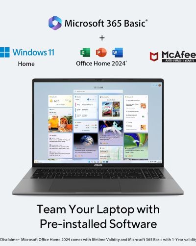 ASUS Vivobook S16, 13th Gen,Intel Core i5-13420H, Metallic Design Laptop (Intel UHD iGPU 16 GB RAM 512 GB SSD FHD+16 144Hz Windows 11 M365 Basic (1Year) Office Home 2024 Matte Gray 1.7 Kg) S3607VA-RP054WS