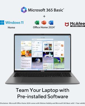 ASUS Vivobook S16, 13th Gen,Intel Core i5-13420H, Metallic Design Laptop (Intel UHD iGPU 16 GB RAM 512 GB SSD FHD+16 144Hz Windows 11 M365 Basic (1Year) Office Home 2024 Matte Gray 1.7 Kg) S3607VA-RP054WS