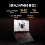 ASUS TUF A16, AMD Ryzen 9 8940HX, Gaming Laptop (RTX 5070-8GB115W TGP 16 GB 1 TB 2.5K QHD+16 165Hz 90WHrs Windows 11 M365 Basic (1Year) Office Home 2024 Jaeger Gray 2.2 Kg) FA608PP-QT014WS