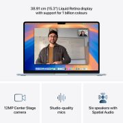 Apple 2025 MacBook Air (15-inch, Apple M4 chip with 10-core CPU and 10-core GPU, 16GB Unified Memory, 512GB) – Sky Blue