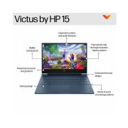 HP Victus 39.6 cm (15.6) Gaming Laptop 15-fb3004AX, Blue | AMD Ryzen™ 5 8645HS processor | Windows 11 Home | 16 GB DDR5-5600 RAM, 512 GB SSD Hard Drive | Backlit opaque keyboard with numeric keypad, Wide Vision 720p HD camera