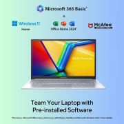ASUS Vivobook 15, 13th Gen, Intel Core i5-13420H (Intel UHD iGPU16 GB RAM 512 GB SSD FHD 15.6 60Hz Backlit Keyboard Windows 11 M365 Basic (1Year) Office Home 2024 Cool Silver 1.70 kg) X1502VA-BQ835WS