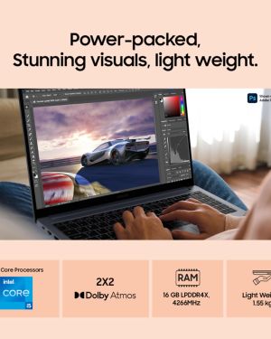 Samsung Galaxy Book4 (Gray, 16GB RAM, 512GB SSD) 15.6 Full HD Screen Intel Core i5 1335U Processor Windows 11 Home MS Office 2021 Fingerprint Reader Intel Iris XE Graphics RJ45 LAN Port