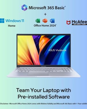 ASUS Vivobook Go 15, AMD Ryzen 5 7520U Thin & Light Laptop (AMD Radeon iGPU 16 GB RAM 512 GB SSD FHD 15.6″ 60Hz Windows 11 M365 Basic (1Year)* Office Home 2024 Cool Silver 1.63 Kg) E1504FA-NJ5541WS