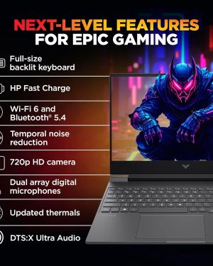 HP Victus, 13th Gen Intel Core i5-13420H, 6GB RTX 3050, Upgrade (Upto 32GB) 16GB DDR4, 512GB SSD, FHD,144Hz,300 nits,IPS, 15.6”39.6cm, Win11, M365 Office24, Mica Silver,2.3kg, fa2700TX, Gaming Laptop