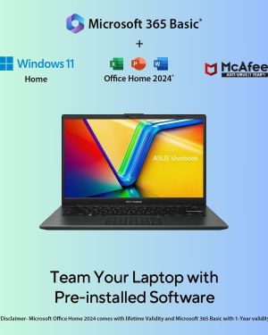 ASUS Vivobook Go 14, AMD Ryzen 5 7520U,Thin & Light Laptop (AMD Radeon iGPU 16 GB RAM 512 GB SSD FHD 14 60Hz 42 WHrs Windows 11 M365 Basic (1Year) Office Home 2024 Mixed Black 1.38 kg) E1404FA-NK5542WS